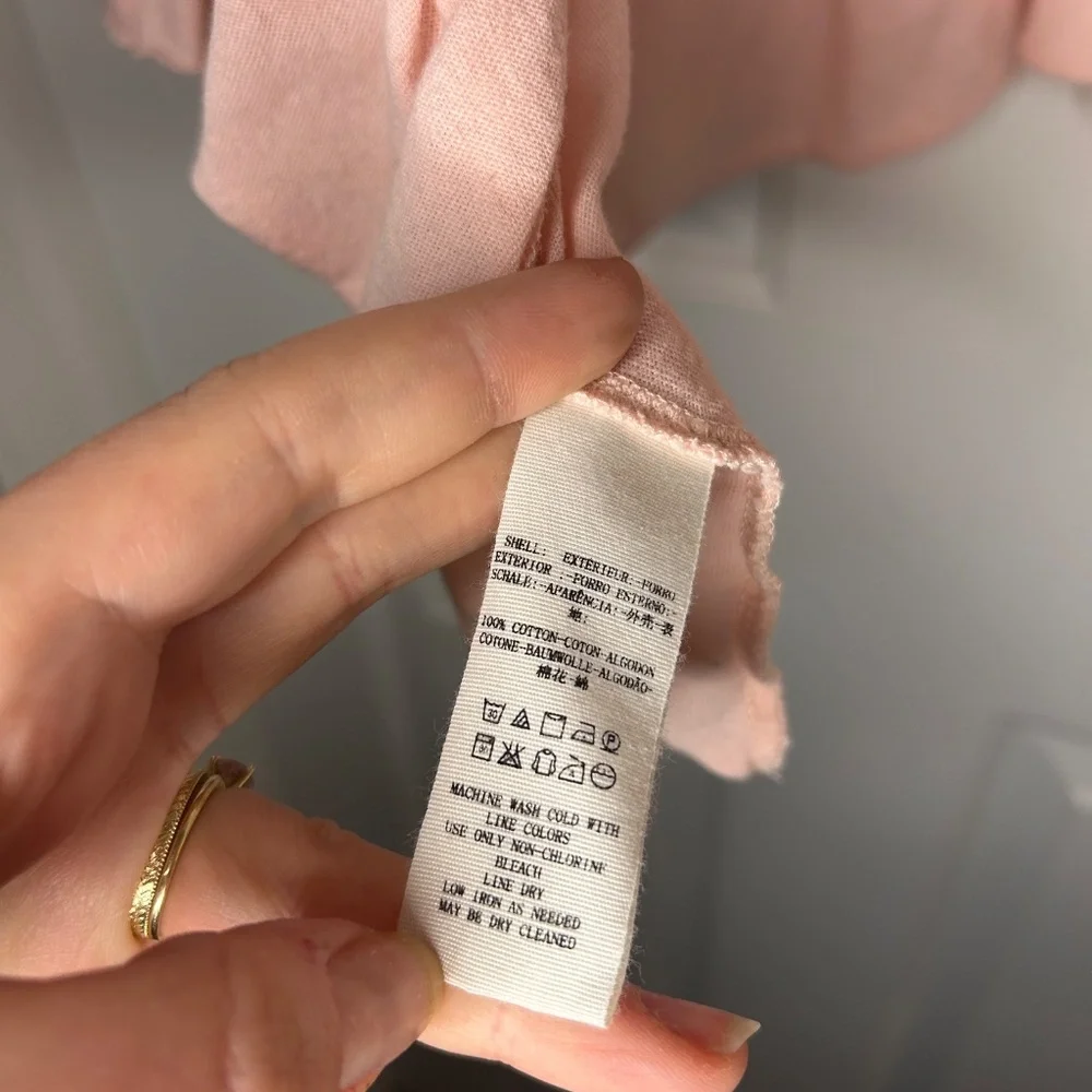 Free People Sweet Little Tee Pink Flounce Sleeve Top Size Small - Picture 8 of 8